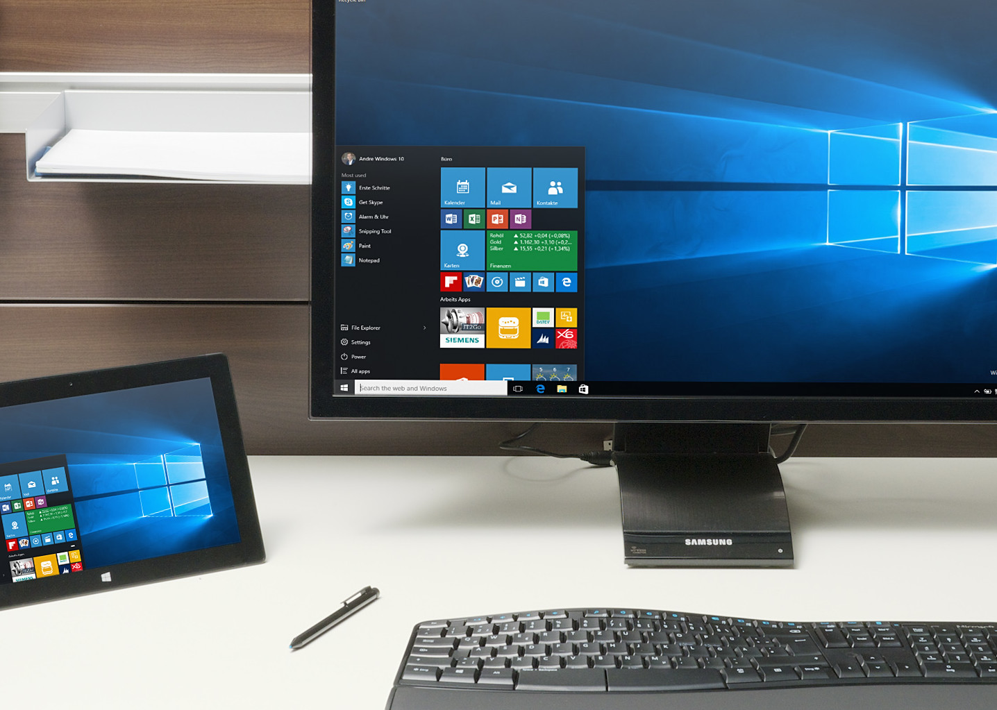 Windows Bildschirm Tablet