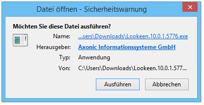 Die Installation beginnt nach der Sicherheitsabfrage